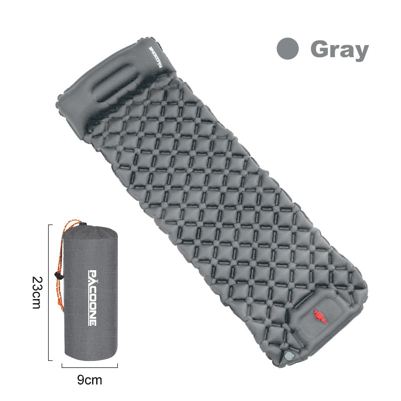 Gray camping air mattress designed to provide a comfortable and supportive sleeping area for camping and outdoor activities.