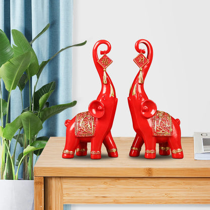 2x Nordic Style Resin Elephant Statues Animal Sculpture Ornaments for Home Office Decoration Dorm Desktop Decor Birthday Gift