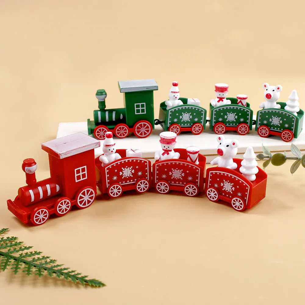 Plastic Christmas Train 2022 Christmas Decorations for Home Xmas Navidad Noel Gifts Christmas Ornament New Year 2023