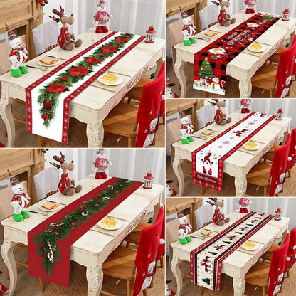 Christmas Table Runner Cloth Merry Christmas Decoration for Home 2023 Tablecloth Xmas Ornament Navidad Natal New Year Gift 2024