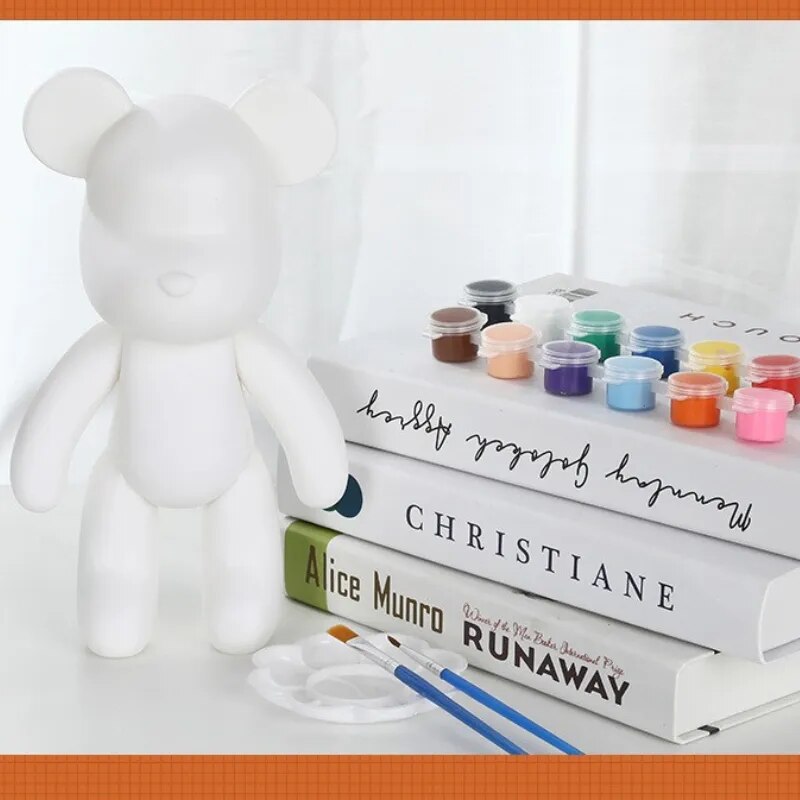 Fluid Bear Bearbrick Sculpture DIY Handmade Violent Bear White Blank Mold Doll Toy Graffiti Painting Ornaments Gift Home Decor
