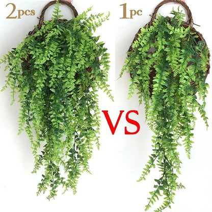 Persian Fern Leaves Vines Room Decor Hanging Artificial Plant Plastic Leaf Grass Wedding Party Wall Balcony Decoration Garland