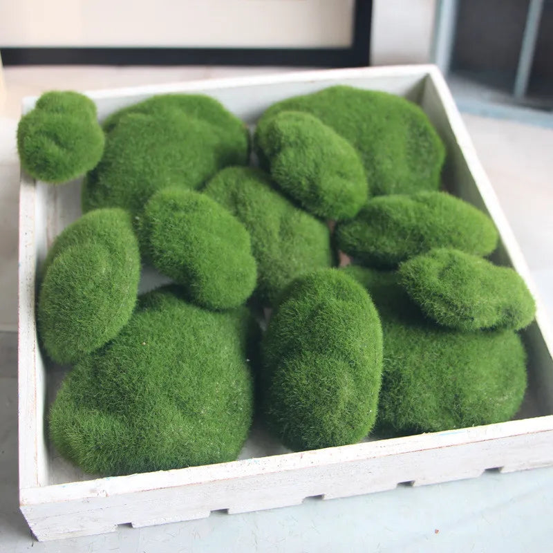 6 Pcs/lot Artificial moss fake stone Diy Miniature Green Moss Balls Landscap Grass Plant Home Garden Decoration