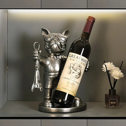 ERMAKOVA French Bulldog Wine Rack Decoration  Wine Holder Dog Butler Bottle Seat Design Statue Table Resin Decoration Sculpture