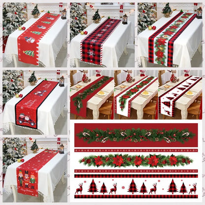 Christmas Table Runner Cloth Merry Christmas Decoration for Home 2023 Tablecloth Xmas Ornament Navidad Natal New Year Gift 2024
