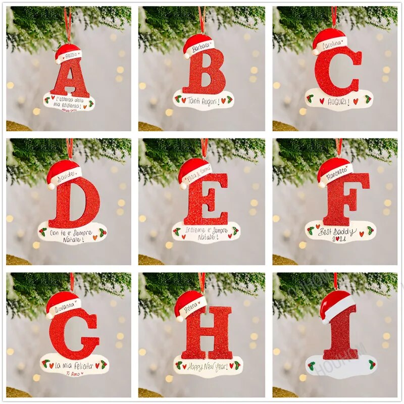 Christmas Tree Pendant 26 Letter Merry Christmas Decorations for Home Navidad DIY Acrylic Ornament Xmas Kids Gifts 2024 New Year