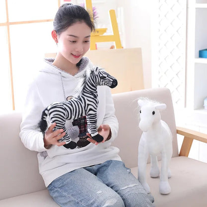 30cm Simulation Horse Plush Toys Cute Stuffed Animal Zebra Doll Soft Realistic Horse Toy Kids Birthday Gift