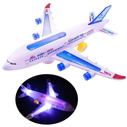 New Kids Aircraft Led Lights Music Airplane Toys for Children DIY Assembled Plane Model Electric Toy Boys Birthday Gift