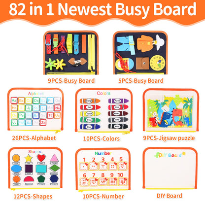Montessori Parish Toys Busy Board Early Educational Toy For Toddler Baby Felt Cloth Story Book 3D Shape Color Match