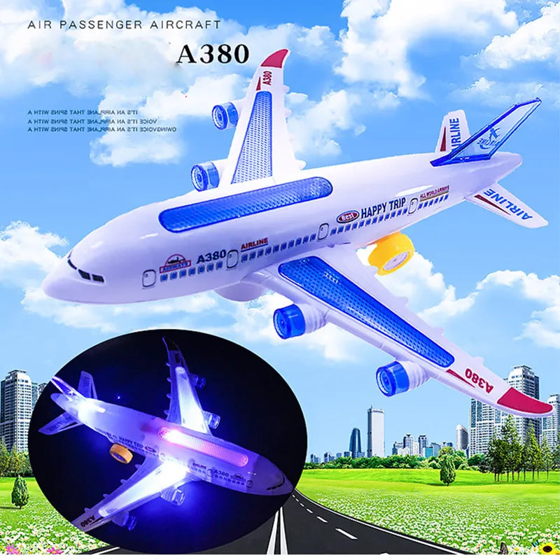 New Kids Aircraft Led Lights Music Airplane Toys for Children DIY Assembled Plane Model Electric Toy Boys Birthday Gift